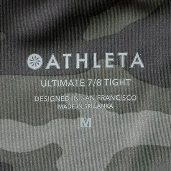 Athleta Ultimate 7/8 Tights High Waist Camo Leggings Stash Pockets Size M - Picture 9 of 10